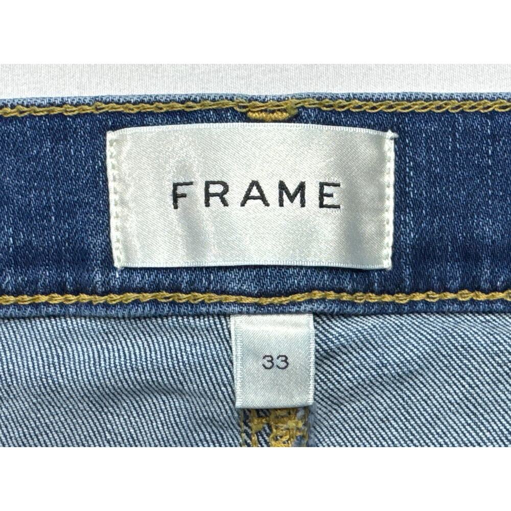 FRAME Women's Le Sleek Straight Blue Denim Jeans - Size 33 (36x27)* - Picture 3 of 5